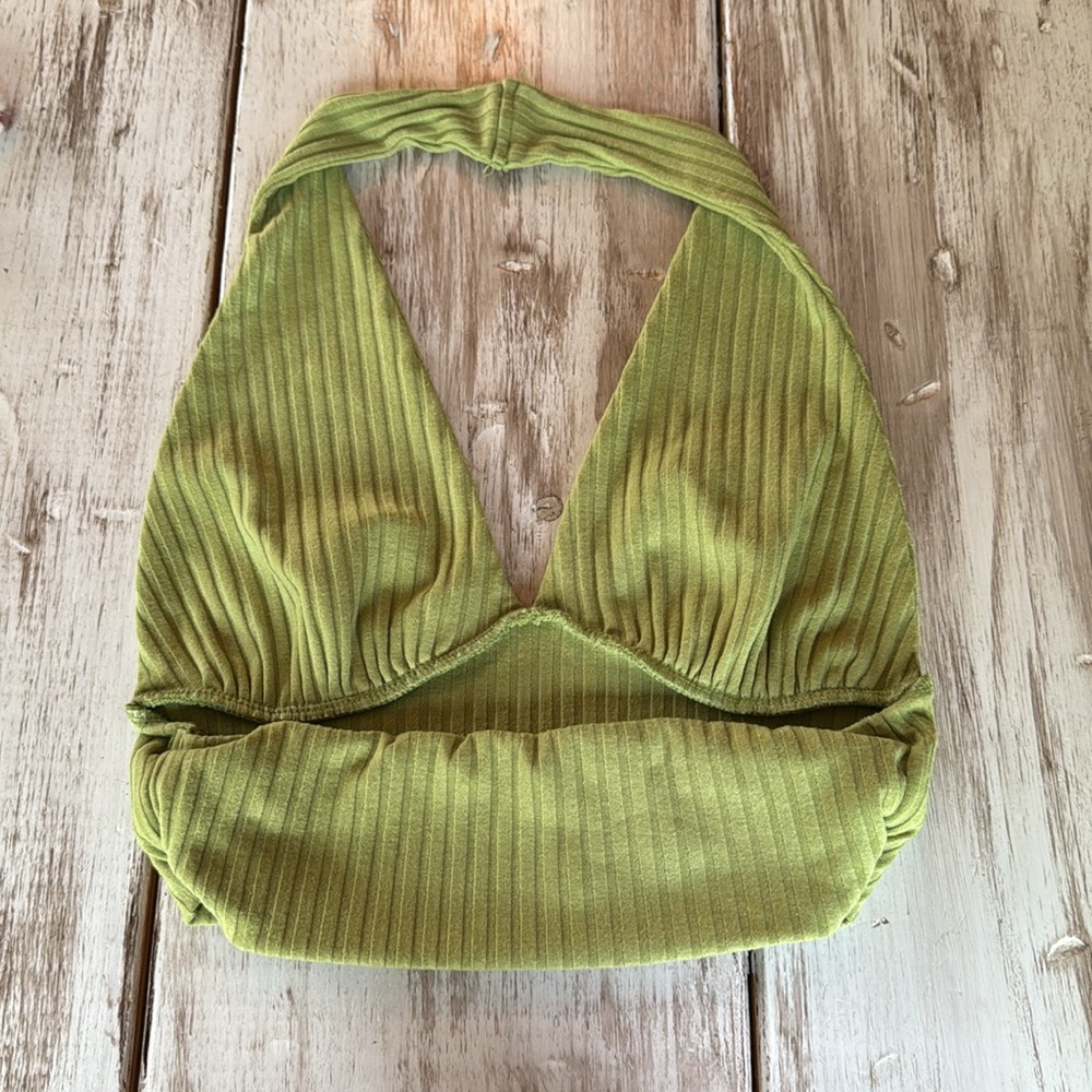 Green Ribbed Halter Top - Picture 4 of 4